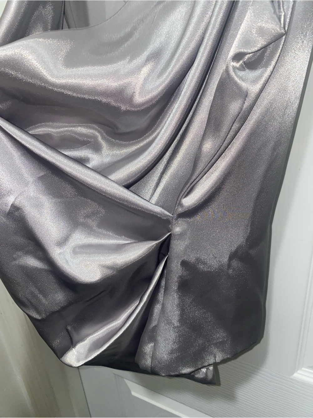 Alex Evenings 1X Silver Satin Draped V-Neck Sleeveless Camisole - Picture 4 of 8